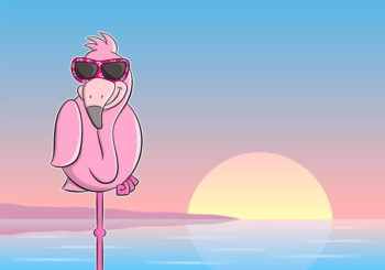 Cartoon Flamingo with Glasses